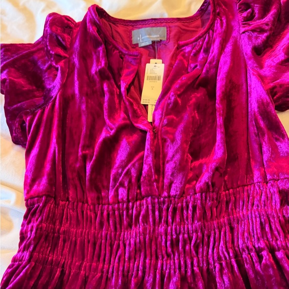 NWT Anthropologie Somerset Velvet Mini Dress in Deep Wine Women’s Small - Picture 5 of 7